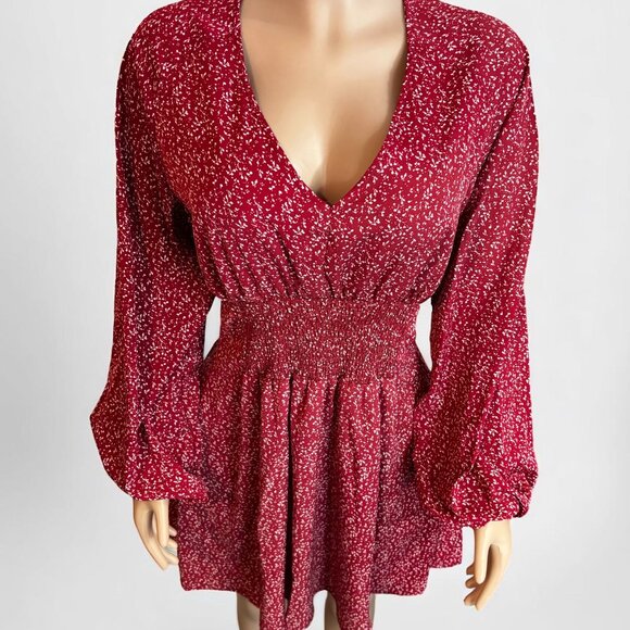 Ruffle Red Wine Flowy Dress - Picture 5 of 9